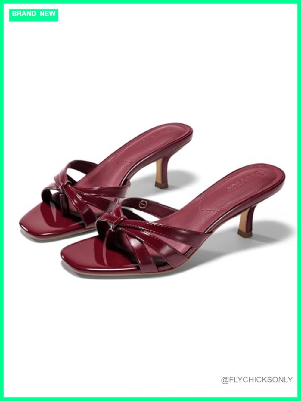 Strappy Kitten Heel Sandals Square Open Toe Slip On Slides Summer Dress Shoes